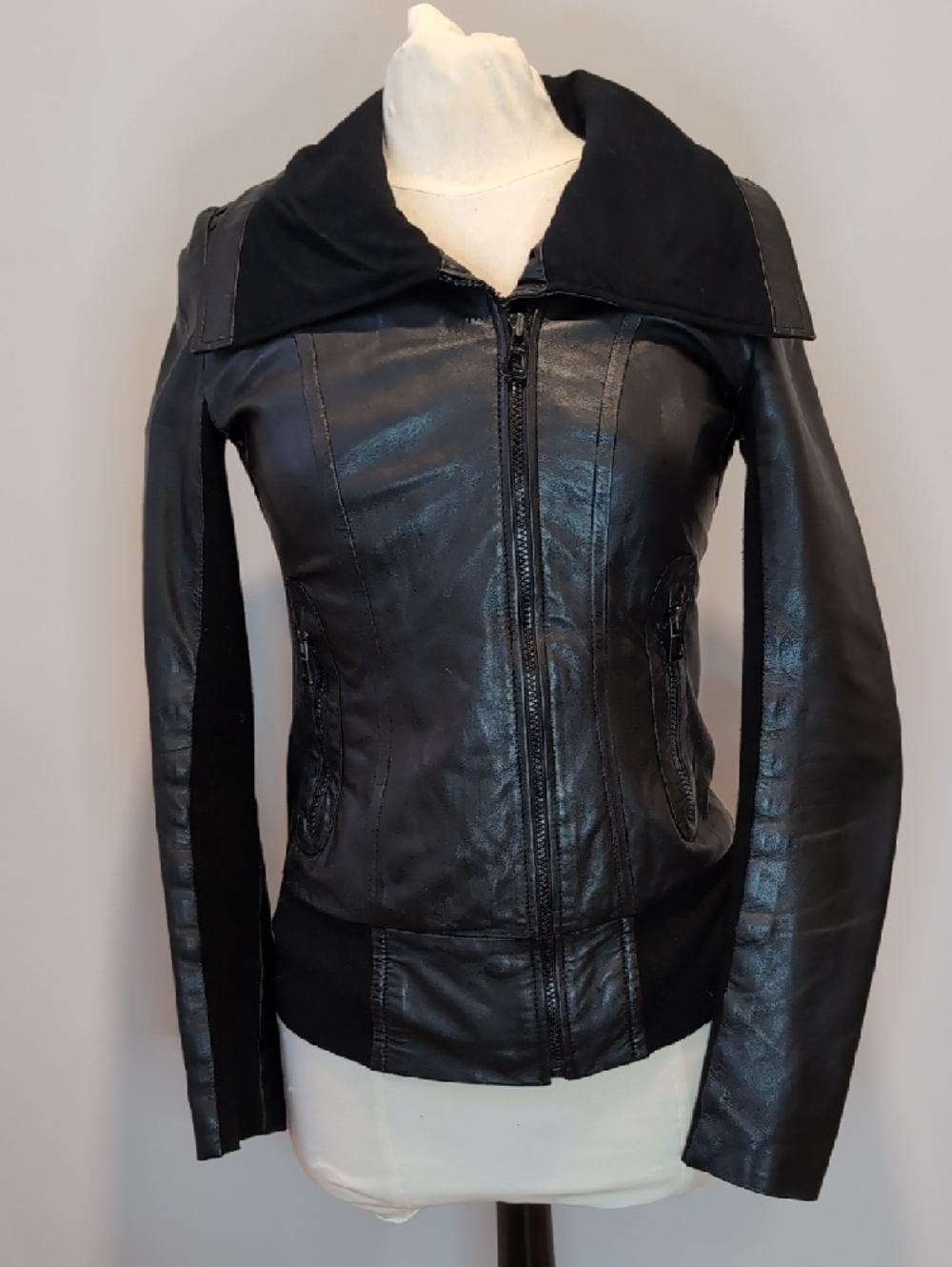Rudsak Black Leather Zip Jacket XS Women's